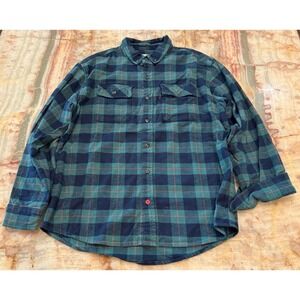 Duck Camp Premium Outdoor Goods Mens Button Down Shirt Blue Plaid Flannel Size L